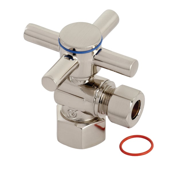 CC43108DX Concord 1/2" IPS x 3/8" O.D. Qrtr Turn Angle Stop Valve, Nkl